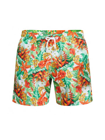 BLACKSPADE Fits perfect Badeshorts Summer Prints mit kurzem Bein in Orange Tropic Print