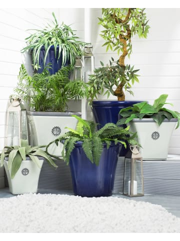 Beliani 2-tlg Outdoor Blumentopf ELATEIA in Weiß/Blau