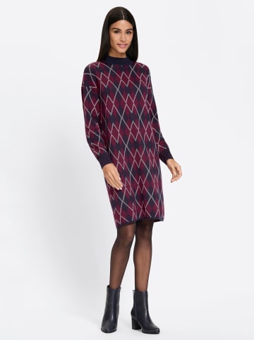 Heine Strickkleid in marine-bordeaux-gemustert