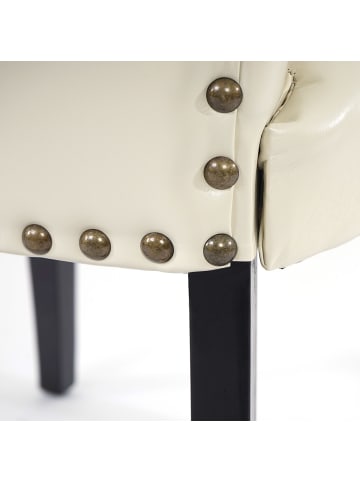 MCW 2er-Set Esszimmerstuhl Edinburgh, Kunstleder, creme, dunkle Beine