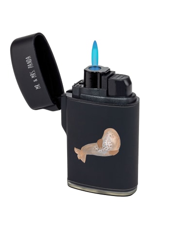 Mr. & Mrs. Panda Feuerzeug Robbe Lachen ohne Spruch in Schwarz