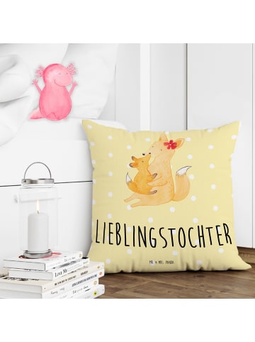 Mr. & Mrs. Panda kissen bedruckt Fuchs Mama mit Spruch in Gelb Pastell