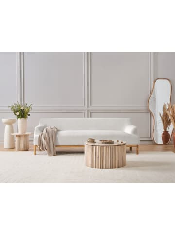 Beliani 3-Sitzer Sofa SOSJO in Weiß/Braun - (W) 219 x (H) 74 x (L) 83 cm