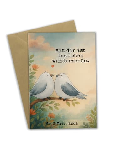 Mr. & Mrs. Panda Glückwunschkarte Turteltauben Liebe Design mit ... in Weiß