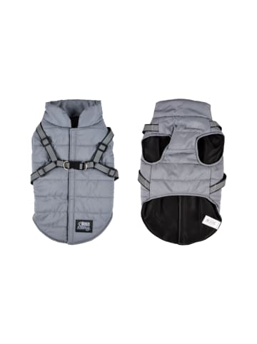 dynamic24 Hunde Mantel mit Geschirr Winterjacke  in grau