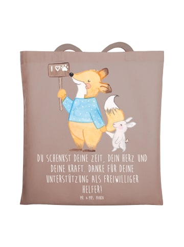 Mr. & Mrs. Panda Jutebeutel Freiwilliger Dank mit Spruch in Braun Pastell