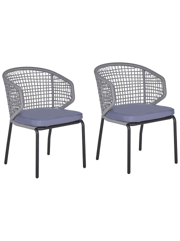 Beliani 2er-Set Esszimmerstuhl PALMI in Grau/Schwarz