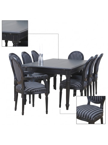 ebuy24 Essgruppe Amaretta (9-teilig) Schwarz 180 x 100 cm