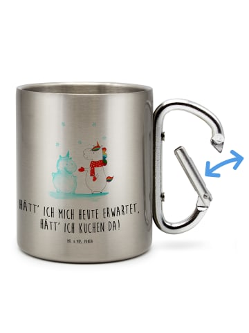 Mr. & Mrs. Panda Thermo Kaffeebecher Einhorn Schneemann mit Spruch in Silber