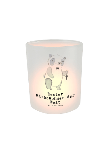 Mr. & Mrs. Panda Glas Windlicht Panda Bester Mitbewohner der Wel... in Transparent
