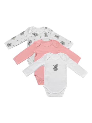 Schlummersack Bio Baby-Bodys langarm 3er-Pack in Rosa-Weiß