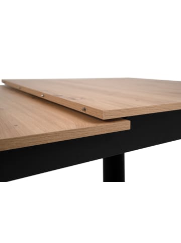 Furn.Design Esstisch Eiche Artisan, schwarz 125 - 165 cm, Küchentisch ausziehbar