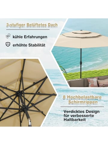 COSTWAY 300cm Sonnenschirm windfest stabil in Beige
