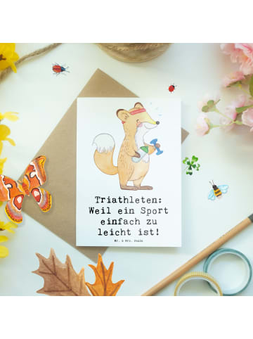 Mr. & Mrs. Panda babykarte Triathlon Helden mit Spruch in Weiß