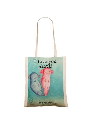 Mr. & Mrs. Panda Tasche Axolotl Liebe Design mit Spruch in Weiß