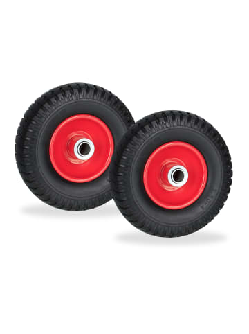 relaxdays 2 x Schubkarrenrad in Schwarz/ Rot - 2.50-4