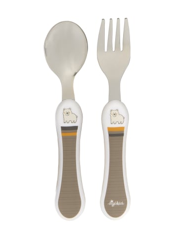Sigikid 2 tgl.. Besteck-Set: Löffel und Gabel in taupe