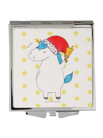 Mr. & Mrs. Panda Kosmetikspiegel Einhorn Weihnachtsmann ohne Spruch in Weiß
