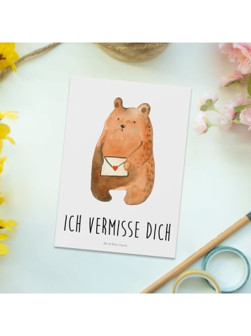 Mr. & Mrs. Panda Ansichtskarte Bär Vermissen mit Spruch in Weiß