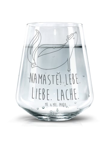 Mr. & Mrs. Panda Trinkglas Stinktier Yoga mit Spruch in Transparent