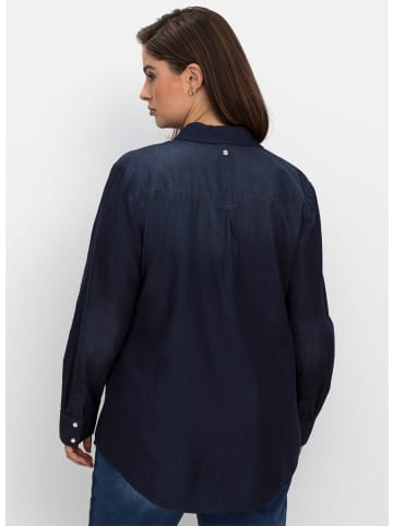 sheego Jeansbluse in dark blue denim