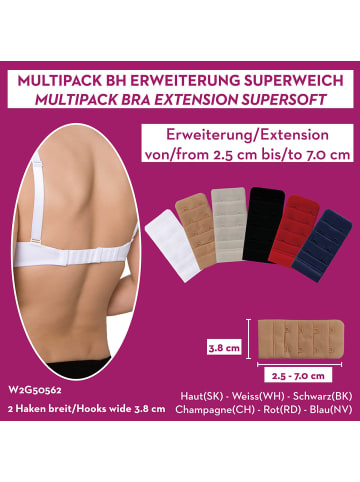 MISS PERFECT BH-Verlängerung in 6er-Set 2 Haken (3.8 cm breit) versch. Farben