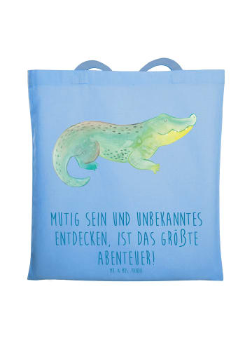 Mr. & Mrs. Panda Tote Bag Unbekannte Orte erkunden mit Spruch in Sky Blue