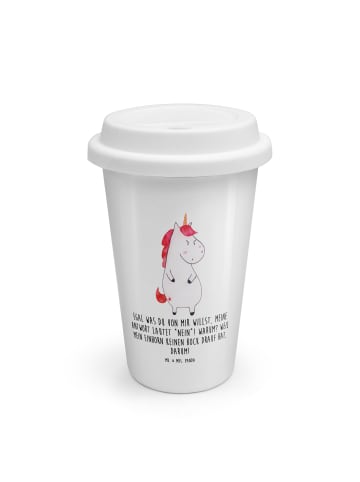 Mr. & Mrs. Panda To Go Becher Einhorn Wut mit Spruch in Weiß