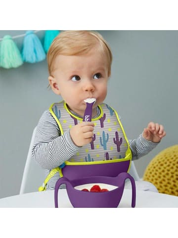 B. Box Baby Lätzchen mit Auffangschale und Löffel Cactus in Violett