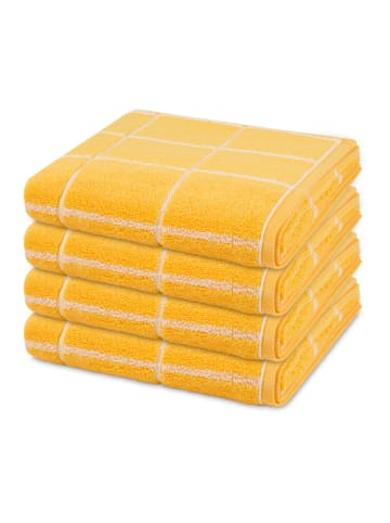 Ross 4 X Handtuch im Set Sensual Skin Karo in Ginster