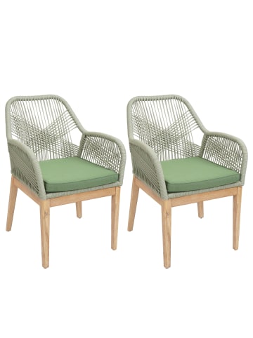 MCW 2er-Set Gartenstuhl H56b, Grün Kissen grün