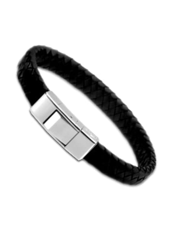 LOTUS style Herren Armband Leder, Edelstahl ca. 21cm geflochten Lotus Style Basic Men
