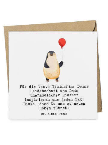 Mr. & Mrs. Panda Klappkarte Turnen Trainerin mit Spruch in Weiß