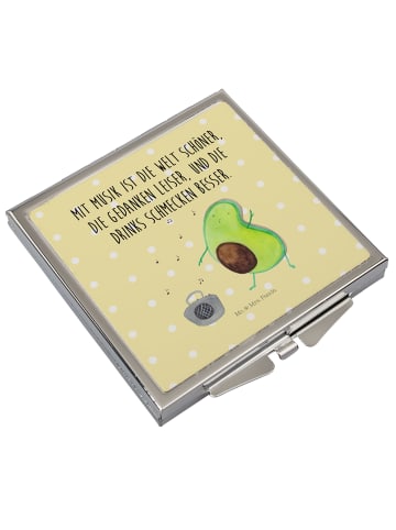 Mr. & Mrs. Panda Kosmetikspiegel Avocado Tanzen mit Spruch in Gelb Pastell