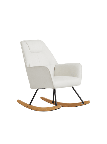 Home Nature Wohnkonzept Schaukelstuhl aus Lammfell und Eiche in Creme 89x65x90 cm