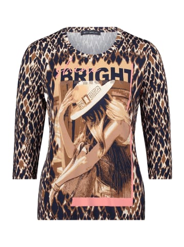 Betty Barclay Basic Shirt mit Rundhalsausschnitt in Dark Blue/Brown