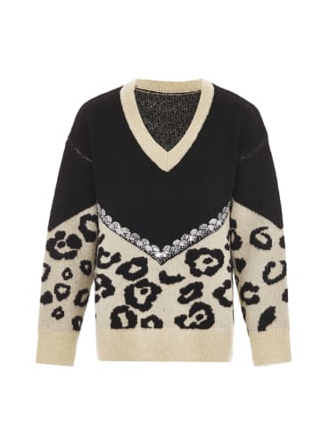 IMANE Strickpullover in Schwarz Beige