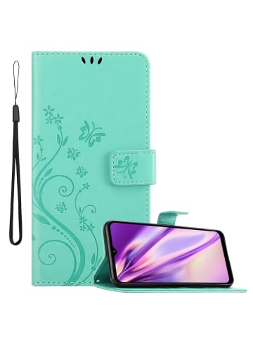 cadorabo Hülle für Samsung Galaxy A12 / M12 Blumen Design in FLORAL TÜRKIS