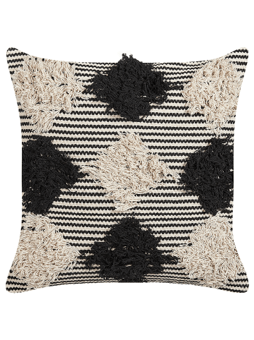 Beliani Dekokissen BHUSAWAL in Schwarz/Beige - (W) 50 x (H) 10 x (L) 50 cm