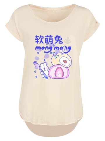 F4NT4STIC Long Cut T-Shirt Lovely MongMong Mandarin Text Eating Mochi in Whitesand