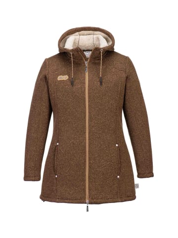 First B First B Da.Strickfleece3/4Mantel Chima in curry melange