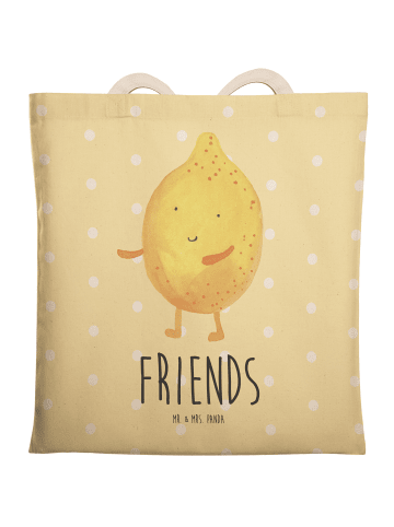 Mr. & Mrs. Panda Tasche Beste Freunde Zitrone mit Spruch in Gelb Pastell