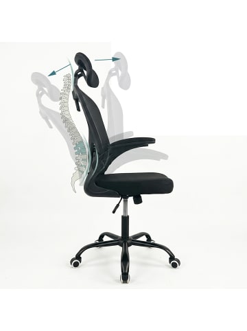 relaxdays Bürostuhl in Schwarz - (B)64 x (H)125 x (T)73 cm