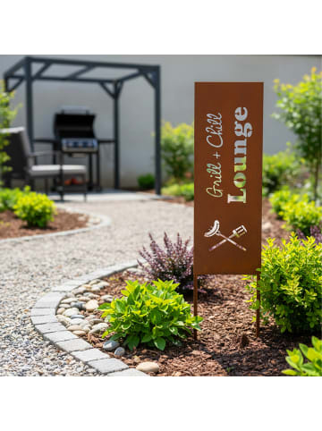 relaxdays Edelrost-Gartendeko "Grill & Chill" in Braun - 85 x 28 cm