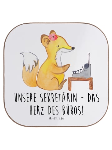 Mr. & Mrs. Panda Bierdeckel Sekretärin Herz mit Spruch in Weiß