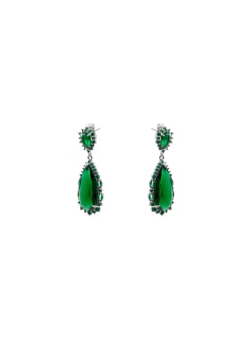 Luxenter Luxenter Emerald Zirconia metal alloy earrings with rhodium finish - Cakrolm
