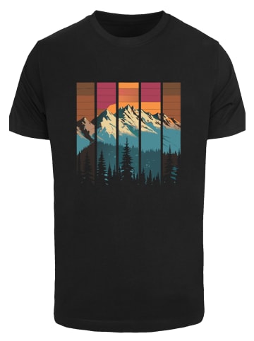 F4NT4STIC T-Shirt Berg Sonnenuntergang Retro in schwarz