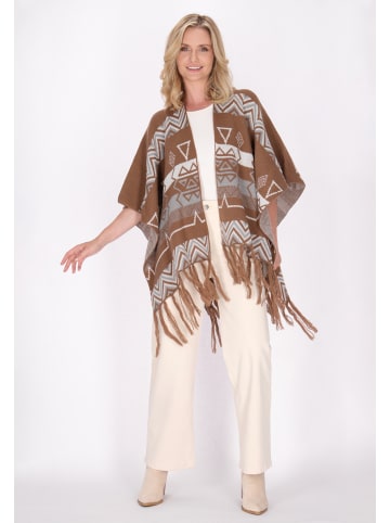 VIRITA Women Poncho in Kamel Mehrfarbig
