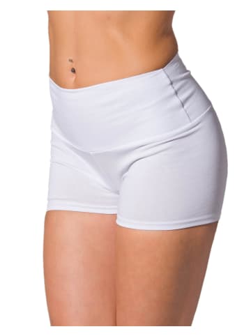 Alkato Alkato Damen Sport Shorts mit Hohem Bund in weiß Modell 3