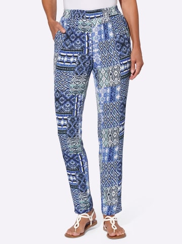 WITT WEIDEN Druckhose in royalblau-ecru-bedruckt